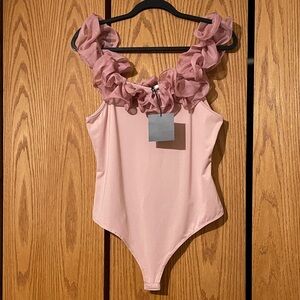 Le Lis Pink Ruffle Bodysuit